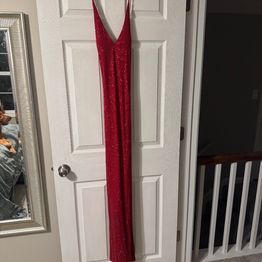 Red Glittery Maxi Dress